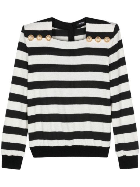 embossed-button striped jumper by BALMAIN