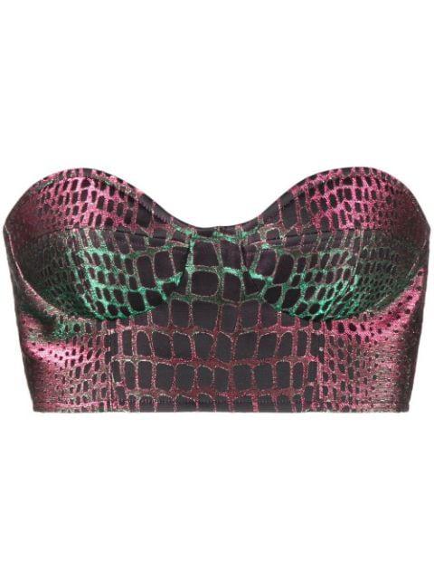 embossed-crocodile crop top by BALMAIN