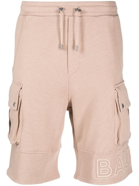 embossed-logo cotton bermuda shorts by BALMAIN