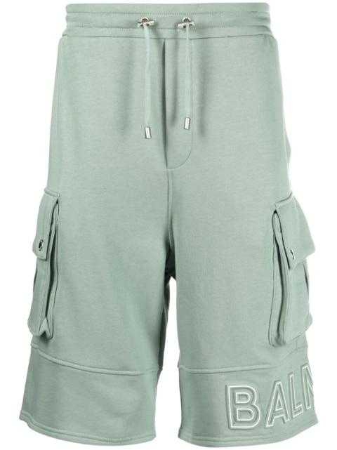 embossed-logo cotton bermuda shorts by BALMAIN