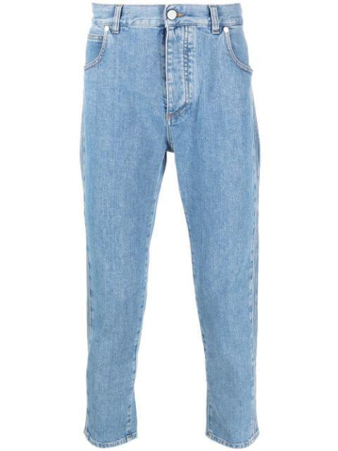 embossed-logo slim-cut cropped jeans by BALMAIN