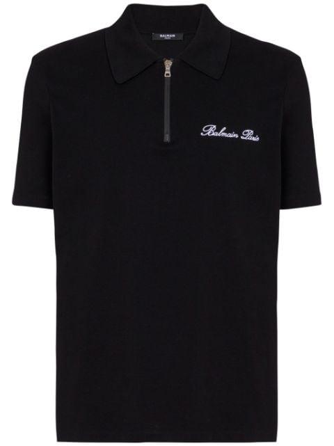 embroidered-logo cotton polo shirt by BALMAIN