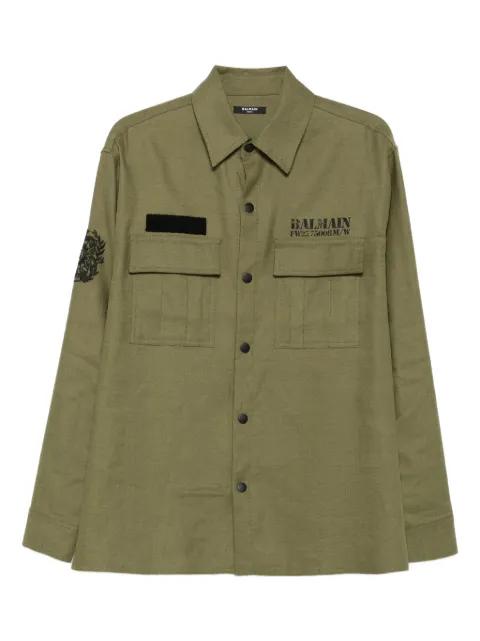 embroidered-patch pocket shirt by BALMAIN