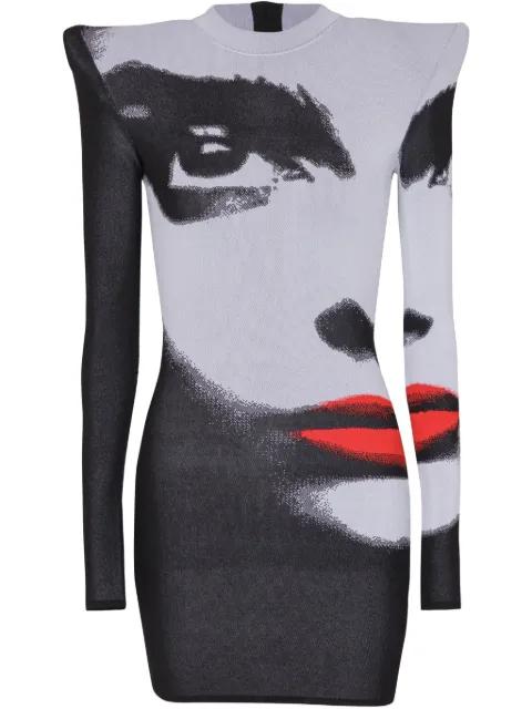 face-motif mini dress by BALMAIN
