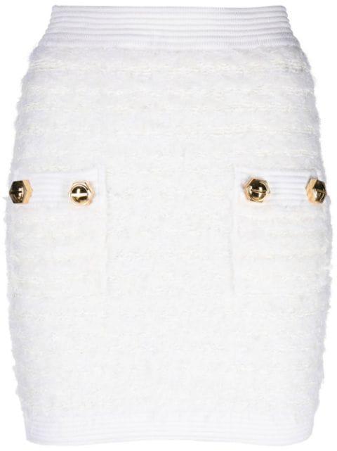 fitted tweed mini skirt by BALMAIN