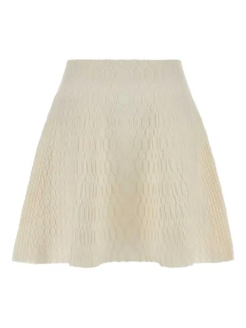 flared crocodile-knit skirt by BALMAIN