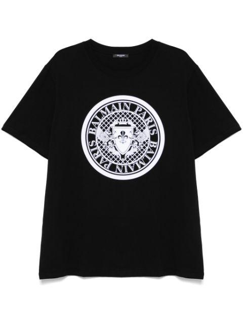 flocked-logo T-shirt by BALMAIN