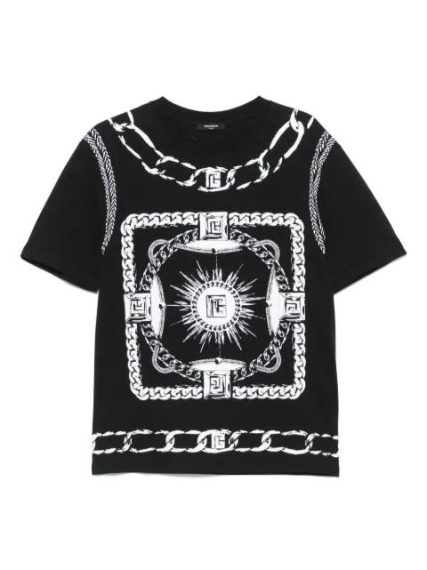 foulard-print T-shirt by BALMAIN