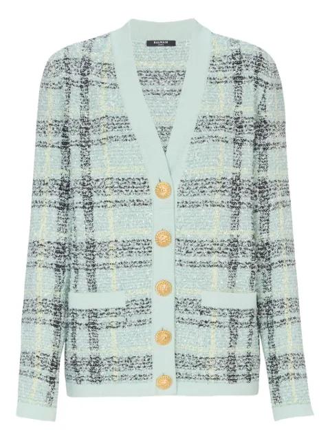 glittered tweed cardigan by BALMAIN