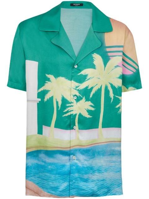 graphic-print satin shirt by BALMAIN
