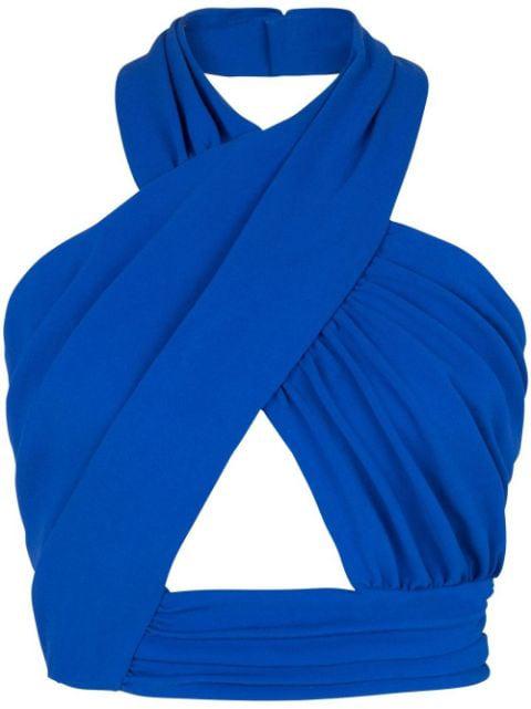 halterneck crossover-straps top by BALMAIN