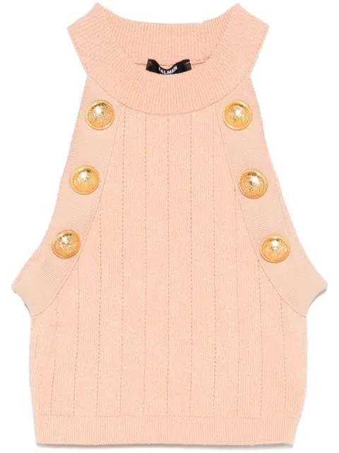 halterneck knitted crop top by BALMAIN