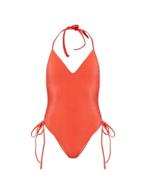 halterneck side-tie swimsuit by BALMAIN