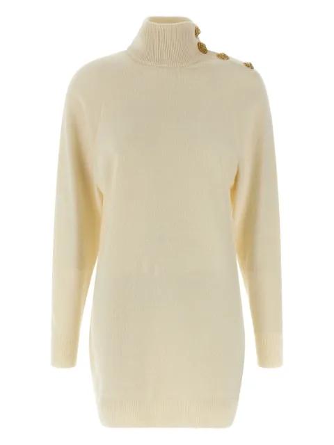 high-neck button mini dress by BALMAIN