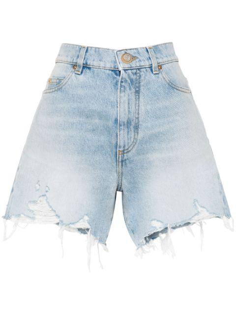 high-rise denim shorts by BALMAIN