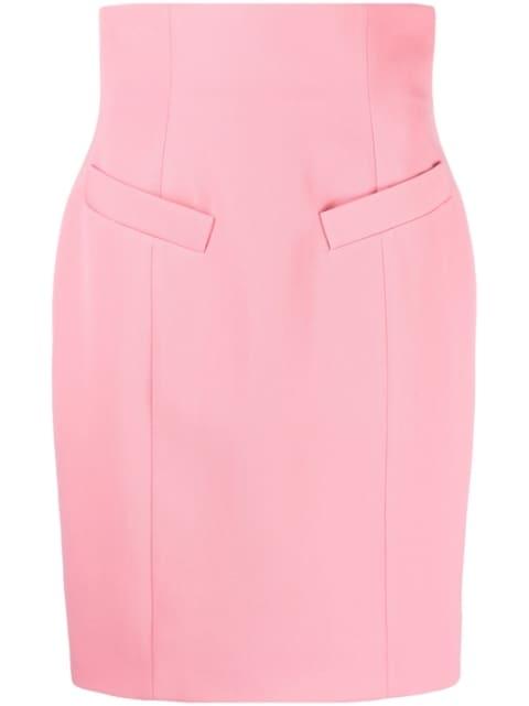 high-waist wool pencil skirt by BALMAIN