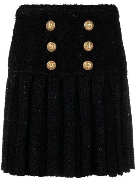 high-waisted button-detail skirt by BALMAIN