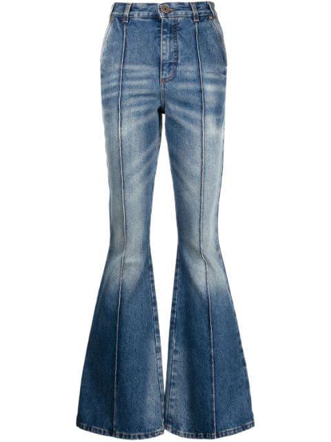 high-waisted cotton flared jeans by BALMAIN