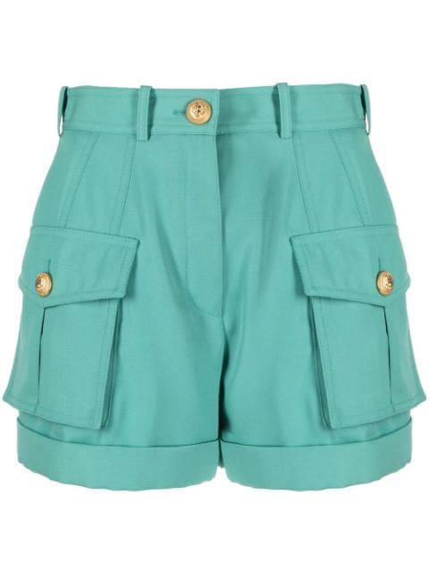 high-waisted flap-pocket shorts by BALMAIN