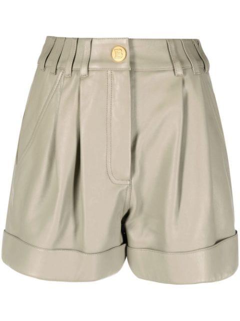 high-waisted lambskin shorts by BALMAIN