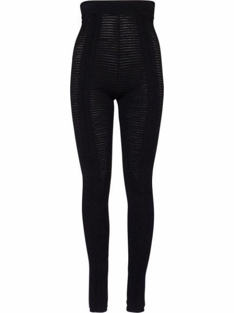 high-waisted sheer knitted leggings by BALMAIN