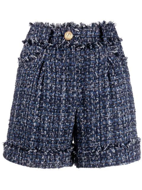 high-waisted tweed shorts by BALMAIN