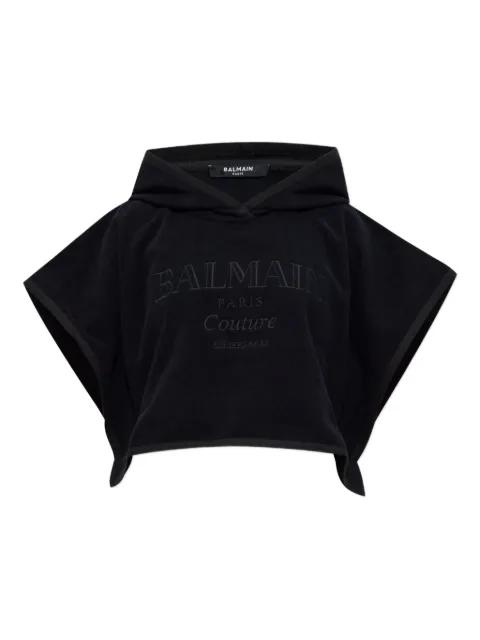 hoodied cotton poncho by BALMAIN
