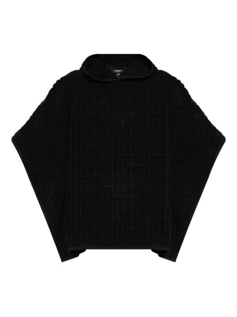 hoodied logo-embroidered poncho by BALMAIN