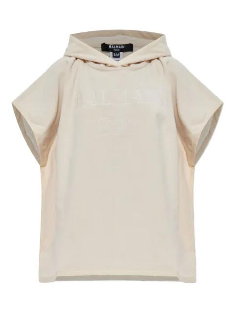 hoodied logo poncho by BALMAIN