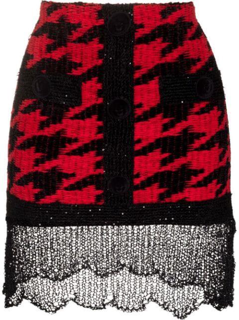 houndstooth knitted miniskirt by BALMAIN