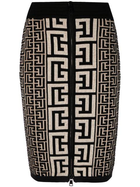 intarsia-knit midi skirt by BALMAIN