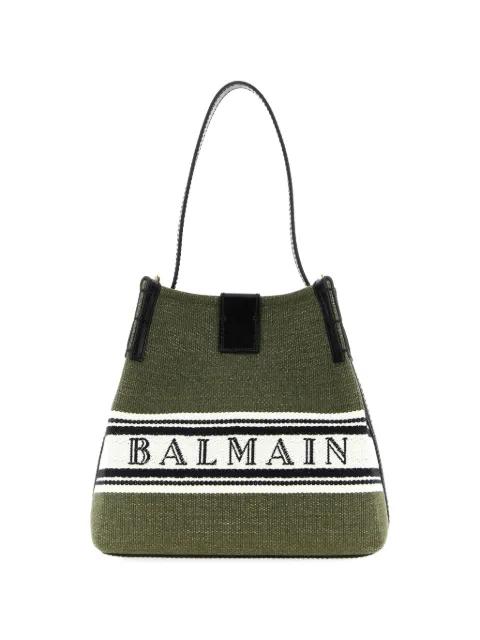 intarsia logo canvas bucket bag by BALMAIN
