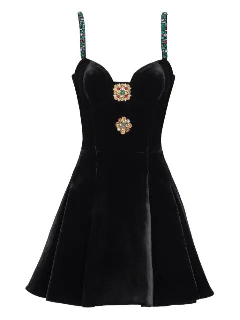 jewel-embellished velvet mini dress by BALMAIN