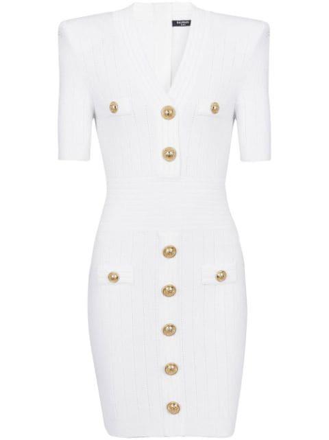 knitted button-embellished minidress by BALMAIN