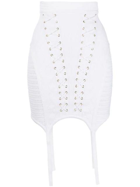 lace-up detailed knit skirt by BALMAIN