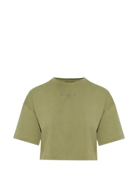 logo cropped T-shirt by BALMAIN