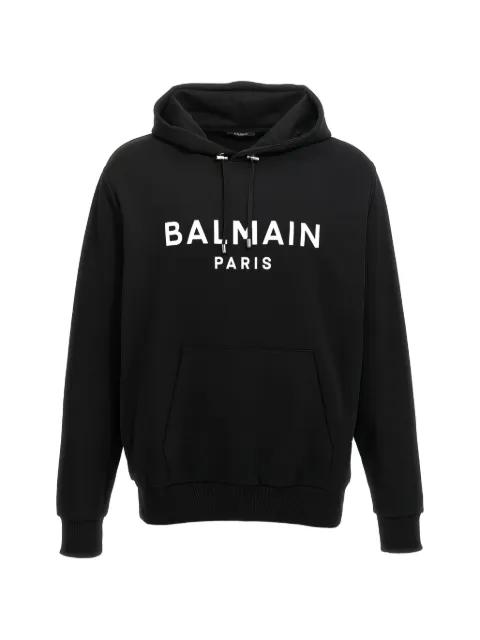 logo-detail long-sleeve hoodie by BALMAIN