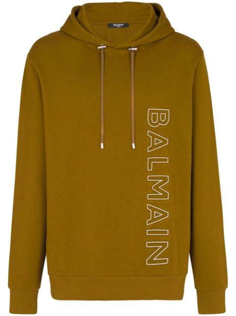 logo-embossed organic-cotton hoodie by BALMAIN