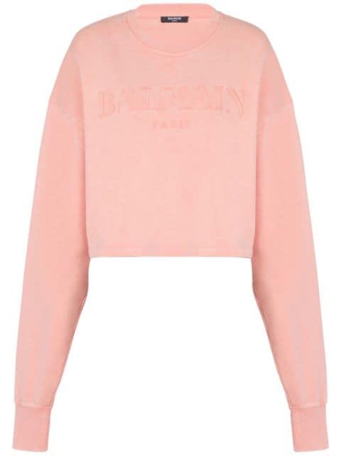 logo-embroidered cotton sweatshirt by BALMAIN