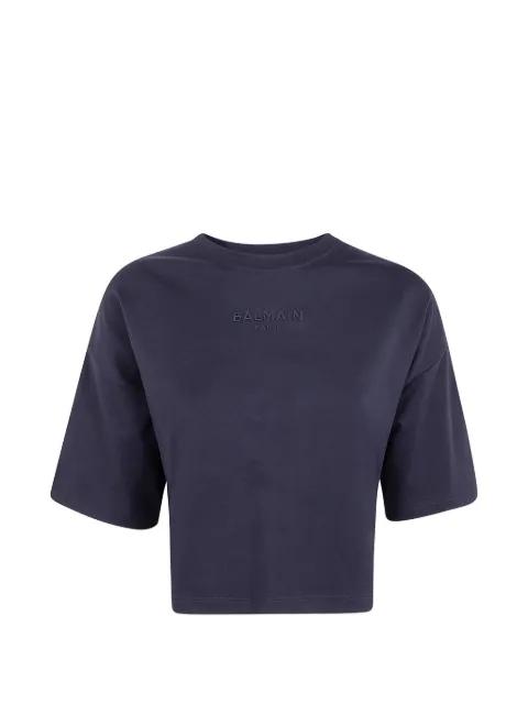 logo-embroidered cropped T-shirt by BALMAIN