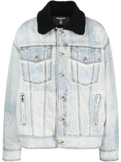 logo-embroidered denim jacket by BALMAIN