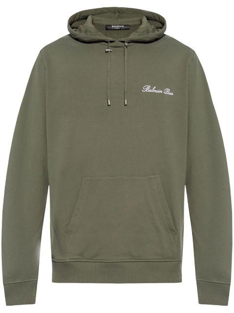 logo-embroidered drawstring hoodie by BALMAIN