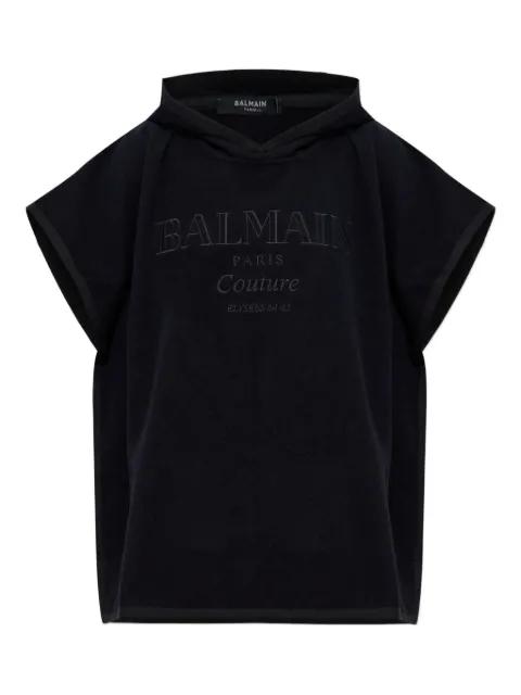 logo-embroidered poncho by BALMAIN