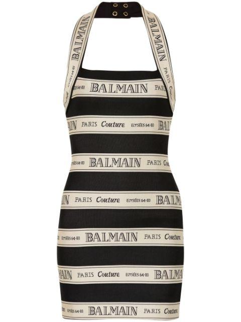 logo-jacquard mini dress by BALMAIN