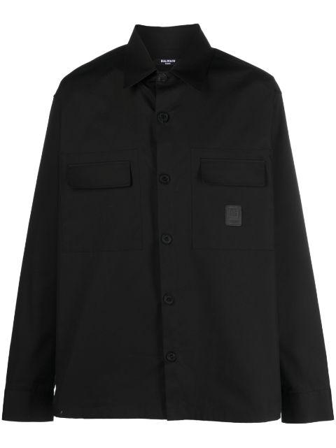 logo-patch cotton shirt by BALMAIN