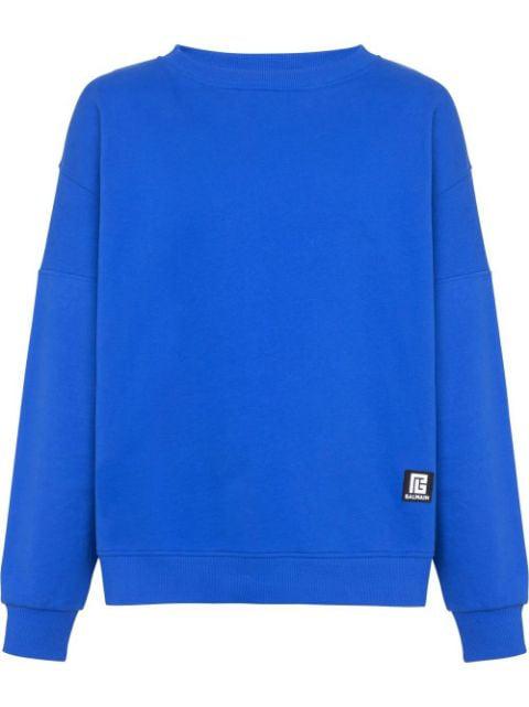 logo-patch cotton sweatshirt by BALMAIN