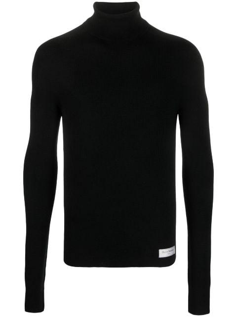 logo-patch ribbed-knit jumper by BALMAIN