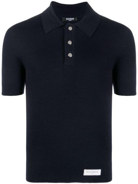 logo-patch wool polo shirt by BALMAIN