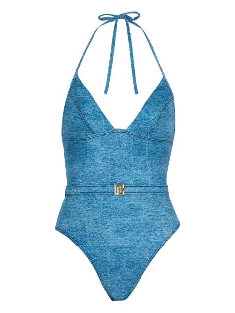 logo-plaque swimsuit by BALMAIN
