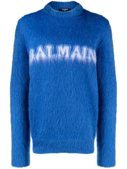 logo-print brushed-finish jumper by BALMAIN